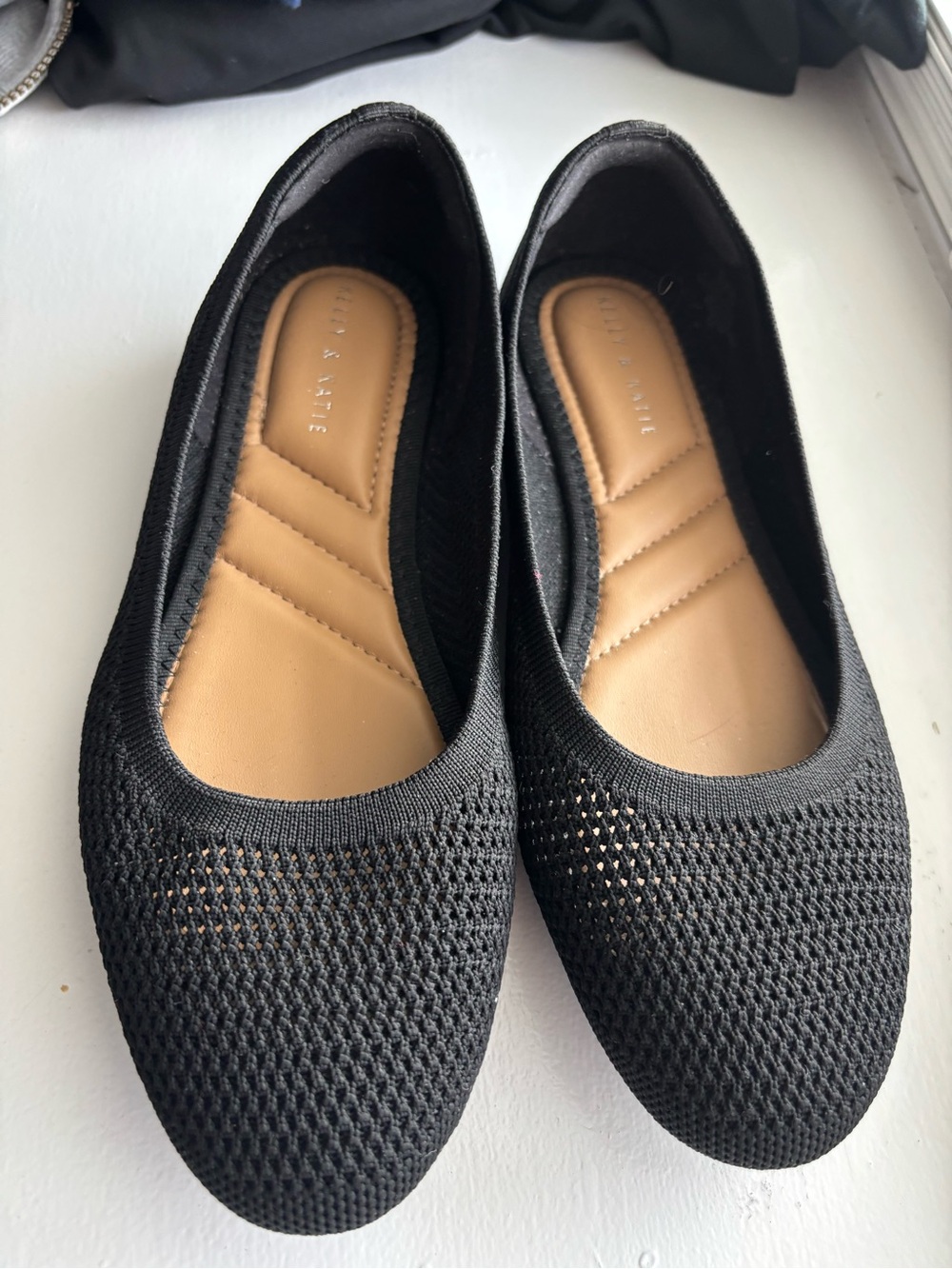 Kelly & Katie Black Knit Ballet Flats with Tan Insole
